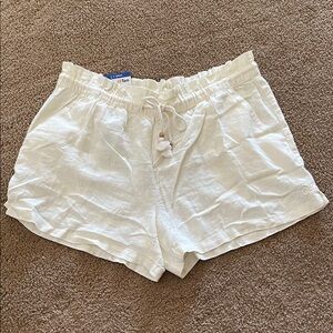 Hang Ten Cream Linen Blend Women Shorts